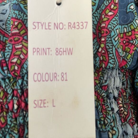 Boemo Blue and Red Paisley Long Sleeve Maxi Dress - Picture 9 of 10